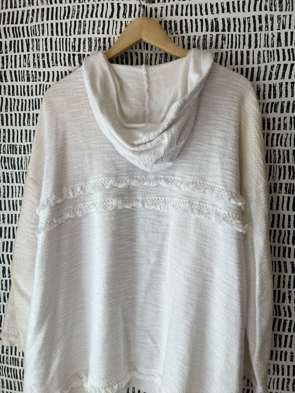 J.Jill Ivory Fringe Trim Open Front Cardigan Sweater Boho Coastal Cozy - Picture 10 of 14